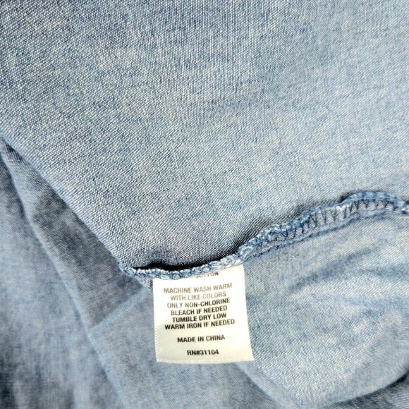 True Craft Womens Sleeveless Denim Tiered Dress Size L V-Neck & Back Tie Closure - Picture 15 of 16